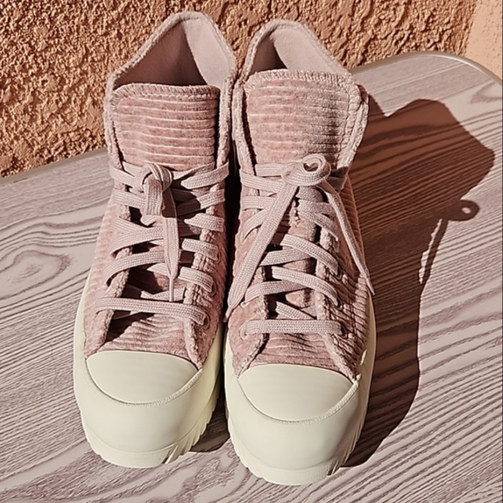 Converse chuck taylor pink velour high top platform sneakers mens 9.5 wo'n 11.5 - Picture 6 of 13